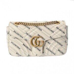 GUCCI GG Marmont Balenciaga Collaboration Shoulder Bag Ivory White Leather